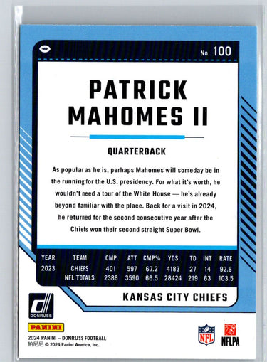 2024 Donruss #100 Patrick Mahomes II J30