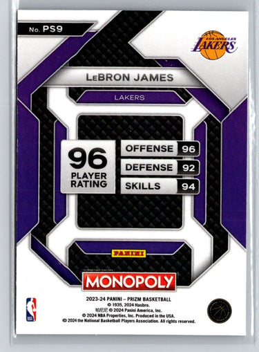 2023-24 Panini Prizm Monopoly #PS9 LeBron James All-Star J31