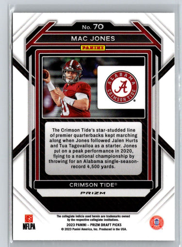 2023 Panini Prizm Draft Picks #70 Mac Jones Prizms Gold Ice J31