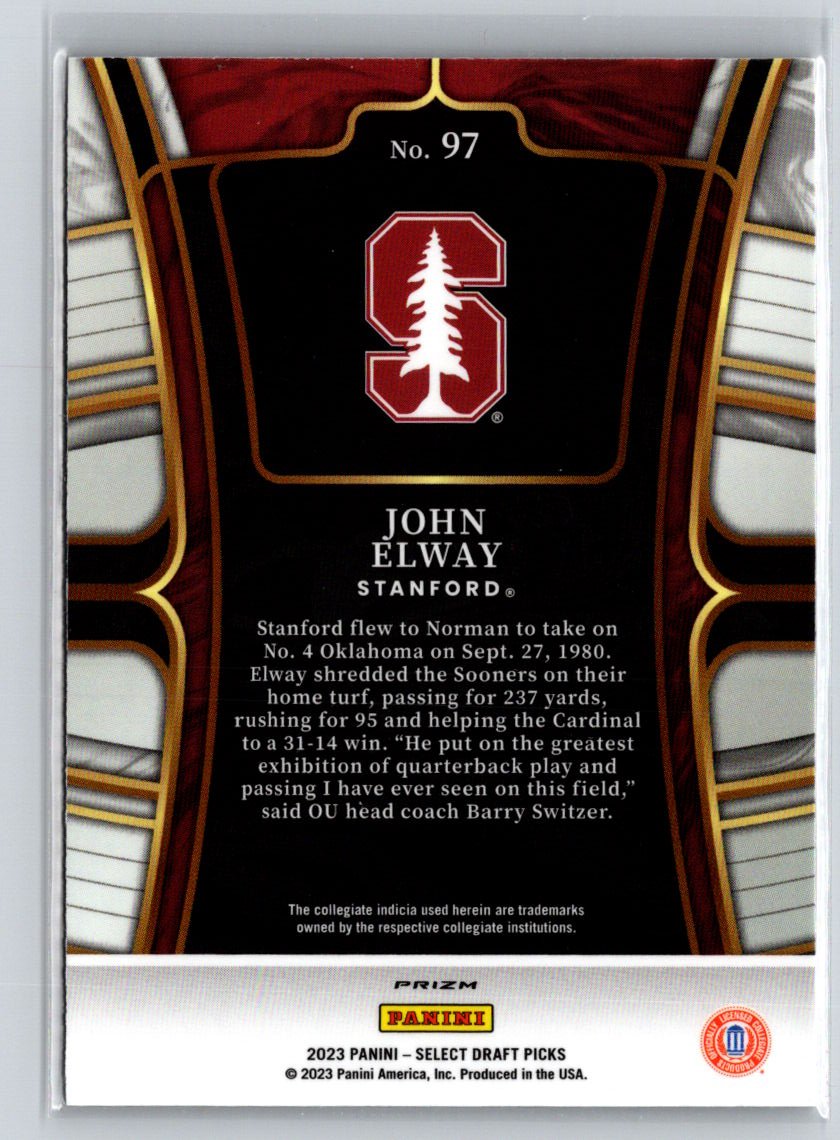 2023 Panini Select Draft Picks #97 John Elway Red Lazer Prizm J32