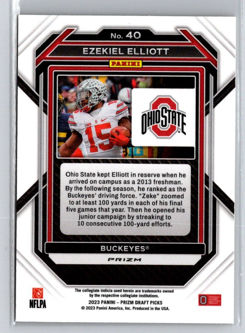 2023 Panini Prizm Draft Picks #40 Ezekiel Elliott Prizms Gold Ice J33