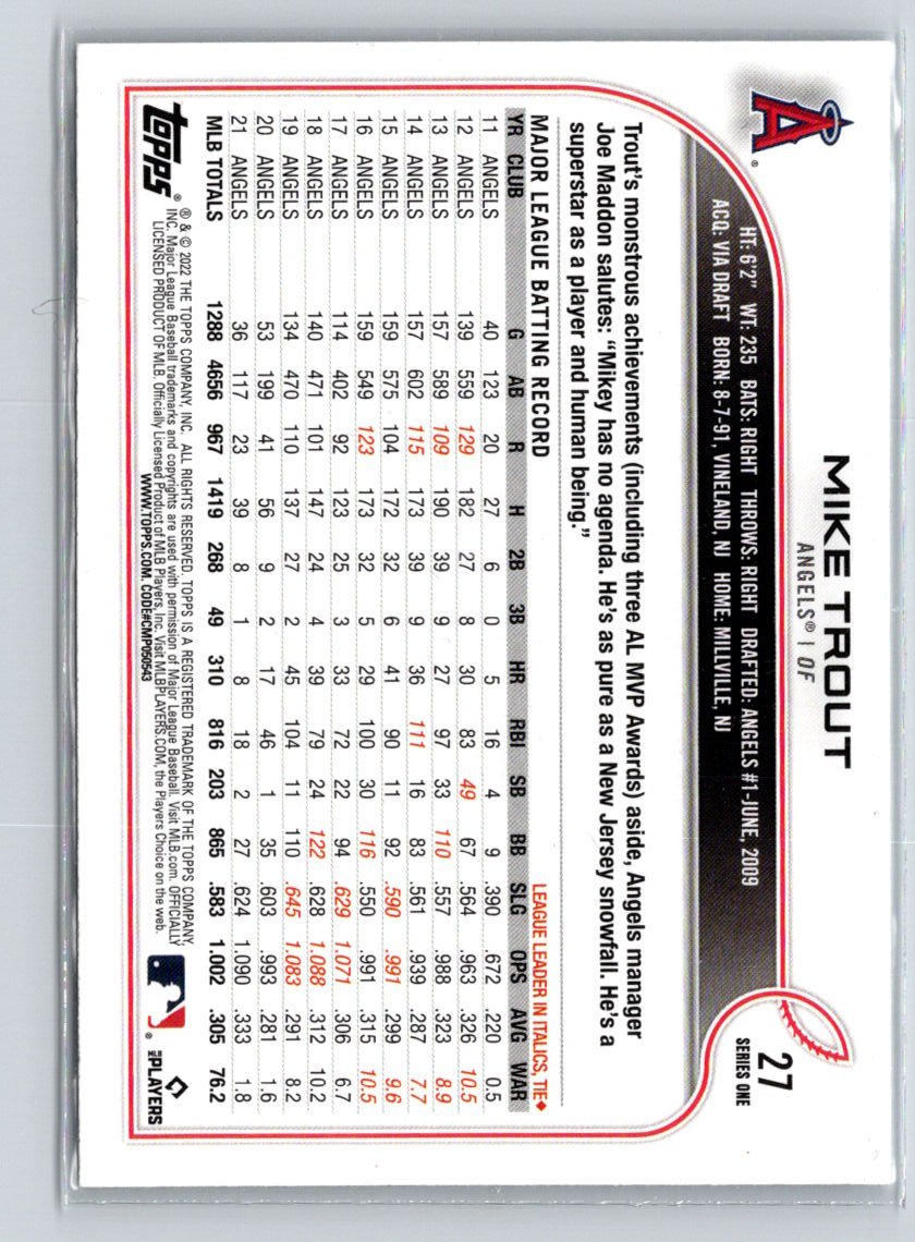 2022 Topps #27 Mike Trout J33