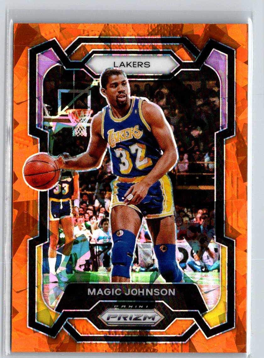 2023-24 Panini Prizm #185 Magic Johnson Prizms Orange Ice J34