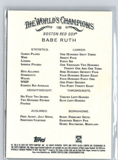 2024 Topps Allen & Ginter #198 Babe Ruth J34