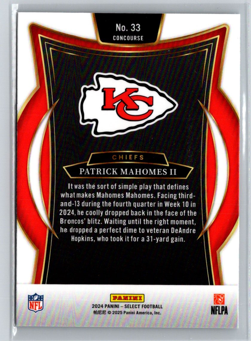 2024 Panini Select #33 Patrick Mahomes II J34