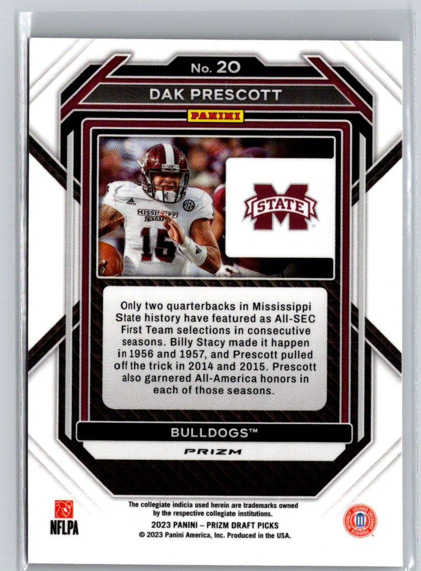 2023 Panini Prizm Draft Picks #20 Dak Prescott Prizms Purple Wave J35