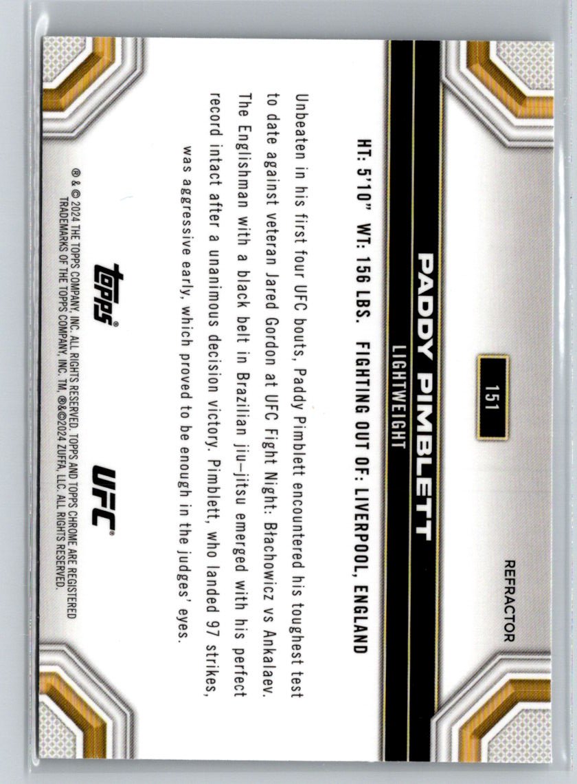 2024 Topps Chrome UFC #151 Paddy Pimblett Refractor J35