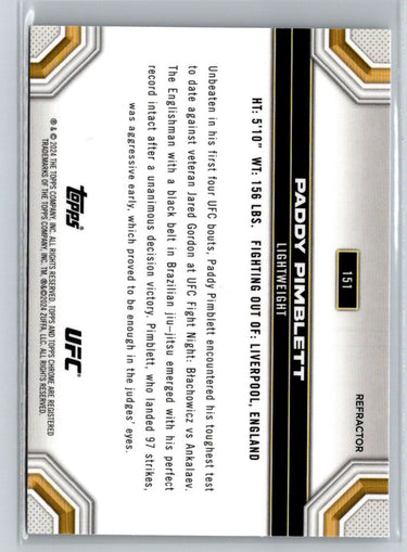 2024 Topps Chrome UFC #151 Paddy Pimblett Refractor J35