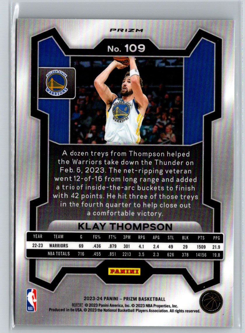 2023-24 Panini Prizm #109 Klay Thompson Prizms Green J35