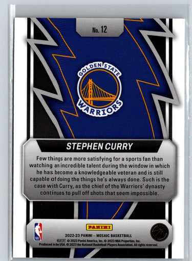 2022-23 Panini Mosaic #12 Stephen Curry Thunder Road J36