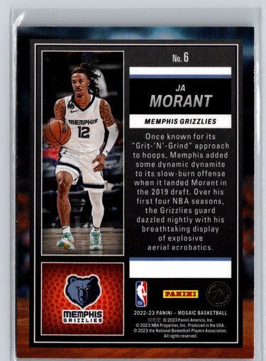 2022-23 Panini Mosaic #6 Ja Morant Jam Masters J36
