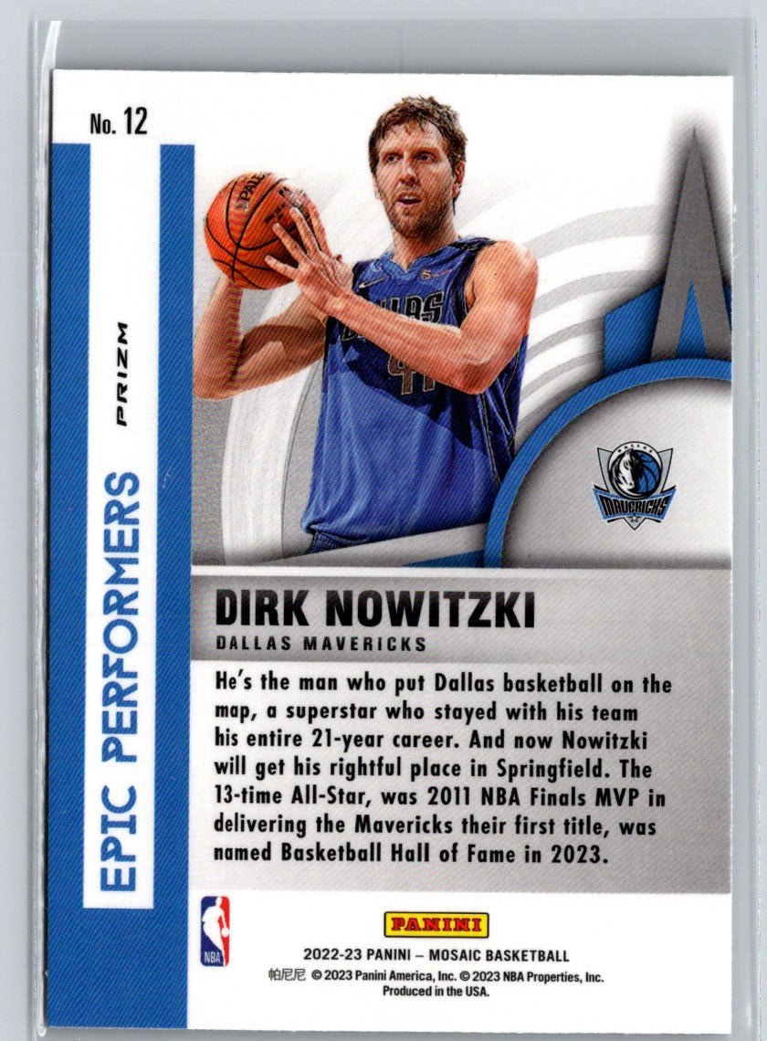 2022-23 Panini Mosaic #12 Dirk Nowitzki Epic Performers Mosaic Green J36