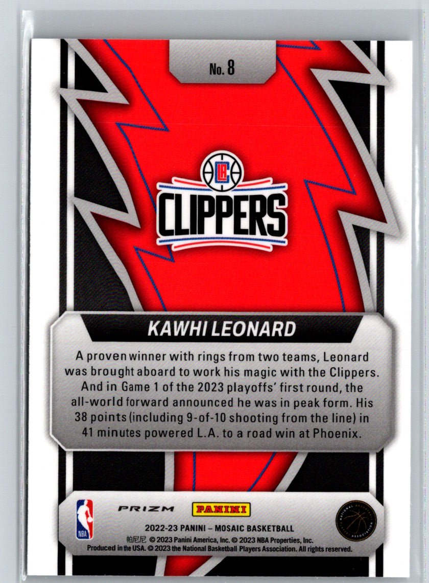 2022-23 Panini Mosaic #8 Kawhi Leonard Thunder Road Mosaic J38