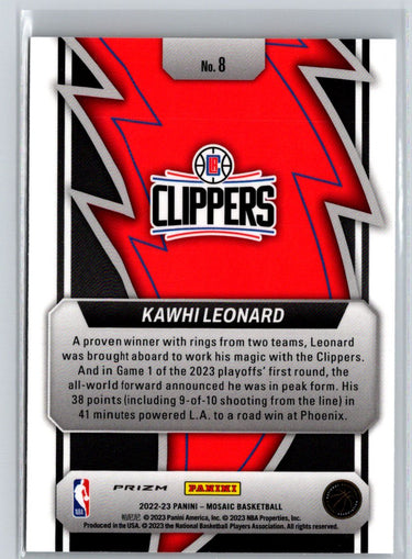 2022-23 Panini Mosaic #8 Kawhi Leonard Thunder Road Mosaic J38
