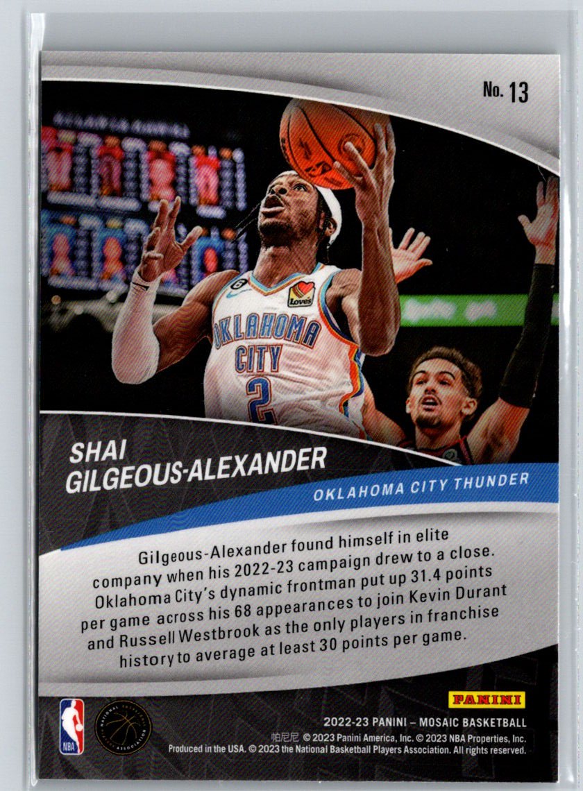 2022-23 Panini Mosaic #13 Shai Gilgeous-Alexander Elevate J38