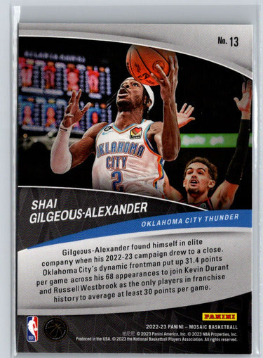 2022-23 Panini Mosaic #13 Shai Gilgeous-Alexander Elevate J38