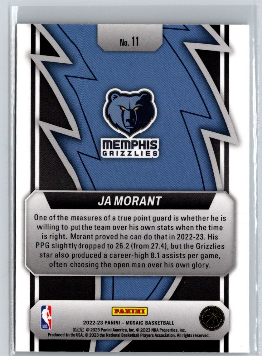 2022-23 Panini Mosaic #11 Ja Morant Thunder Road J38