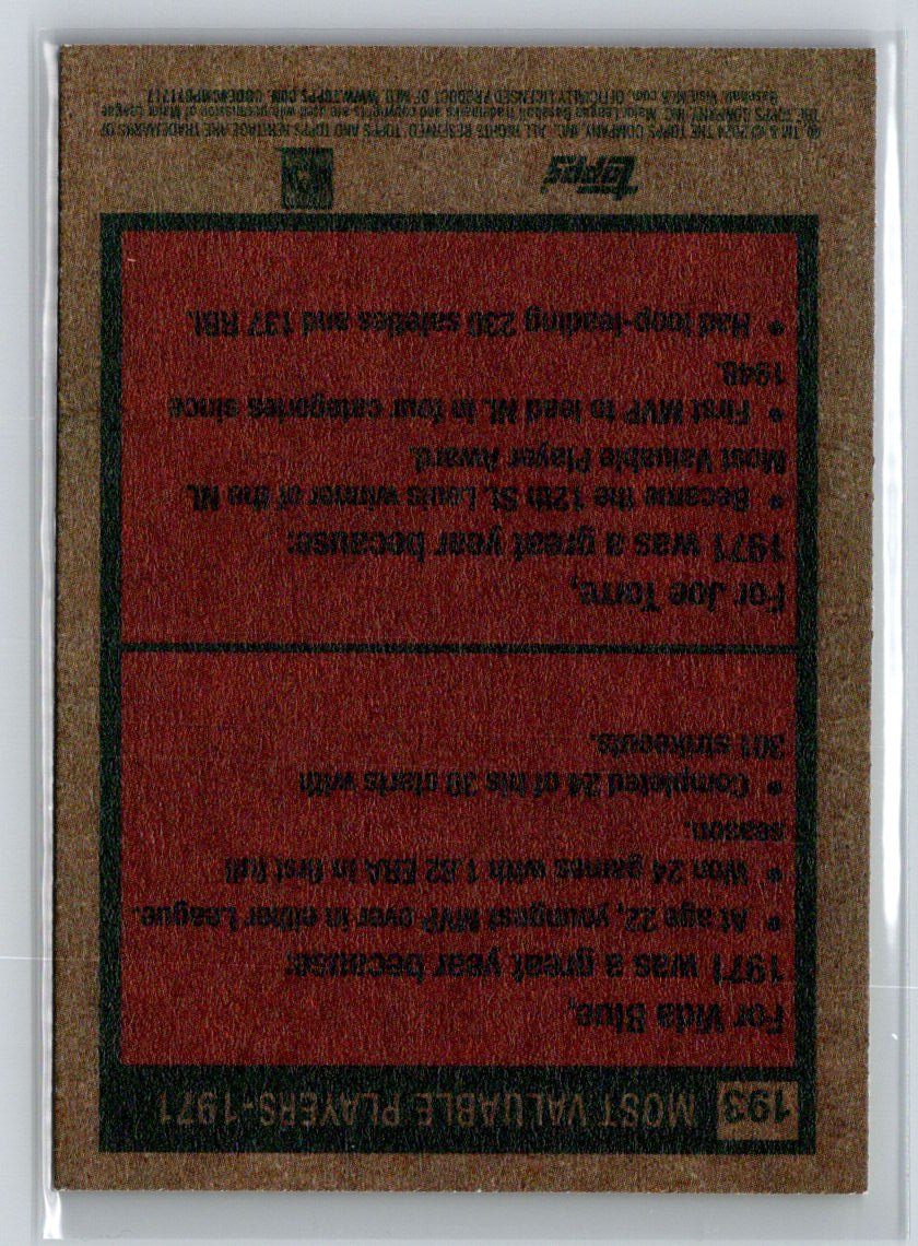 2024 Topps Heritage #193 1971 MVPs (Vida Blue / Joe Torre) MVP J40