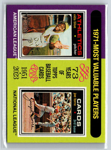 2024 Topps Heritage #193 1971 MVPs (Vida Blue / Joe Torre) MVP J40