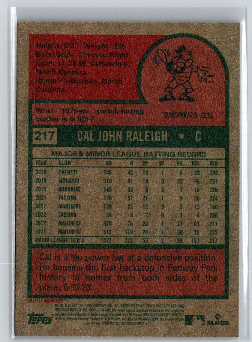 2024 Topps Heritage #217 Cal Raleigh J40