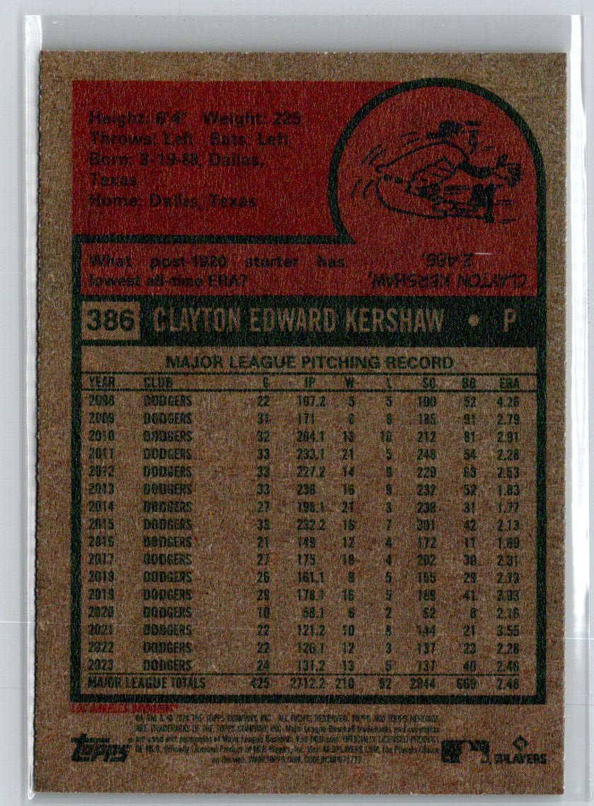 2024 Topps Heritage #386 Clayton Kershaw J40