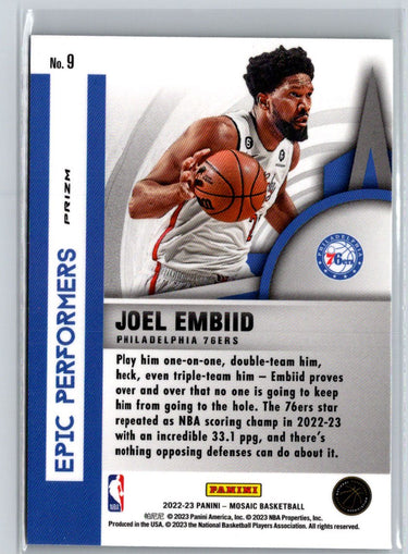 2022-23 Panini Mosaic #9 Joel Embiid Epic Performers Mosaic Green J41
