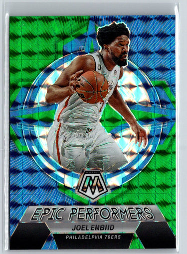 2022-23 Panini Mosaic #9 Joel Embiid Epic Performers Mosaic Green J41