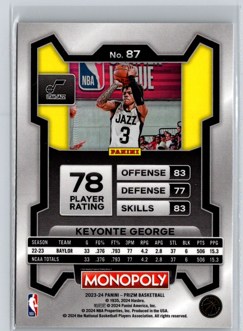 2023-24 Panini Prizm Monopoly #87 Keyonte George J41