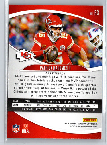 2025 Panini Absolute #53 Patrick Mahomes II Retail J41