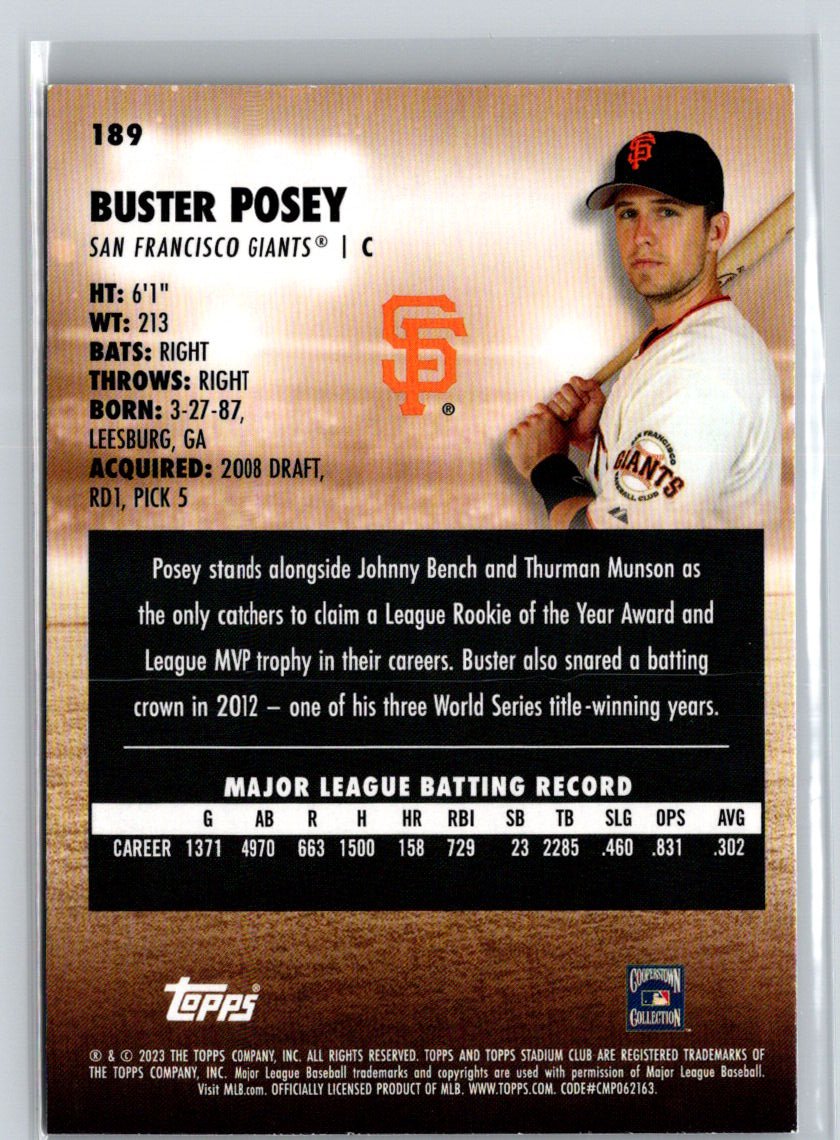 2023 Stadium Club #189 Buster Posey J42