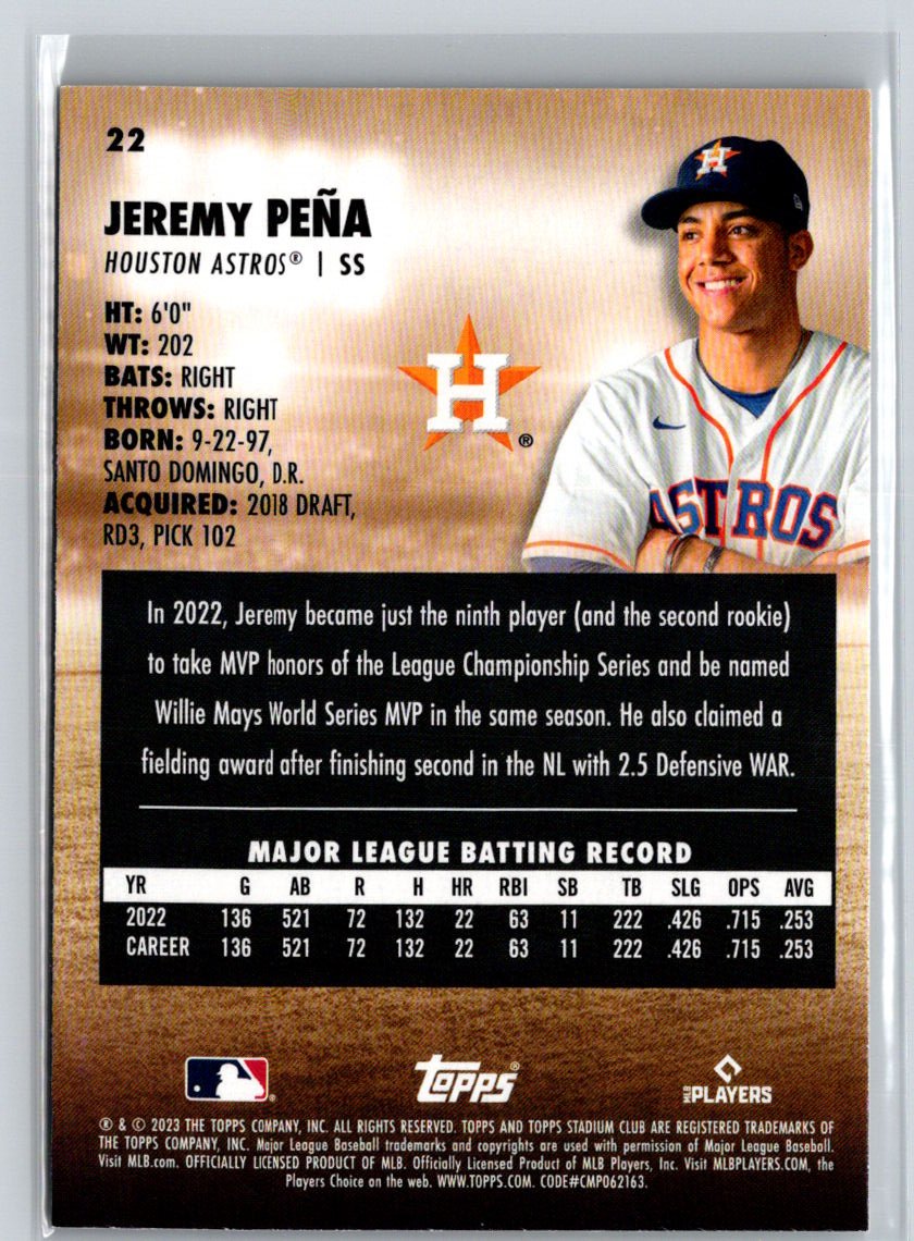 2023 Stadium Club #22 Jeremy Peña J42