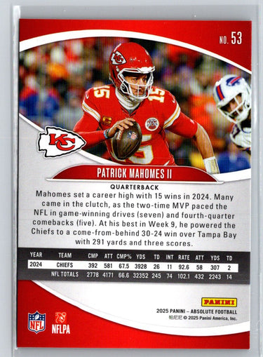 2025 Panini Absolute Countdown Calendar #53 Patrick Mahomes II J42