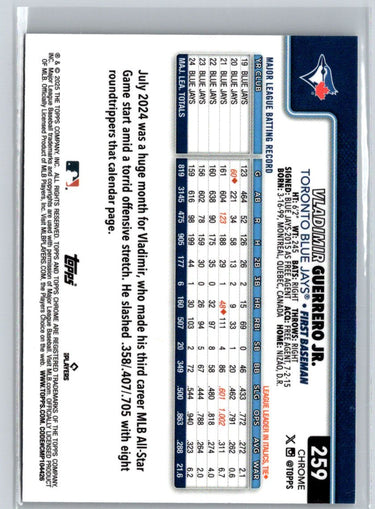 2025 Topps Chrome #259 Vladimir Guerrero Jr. Sepia Refractors J47
