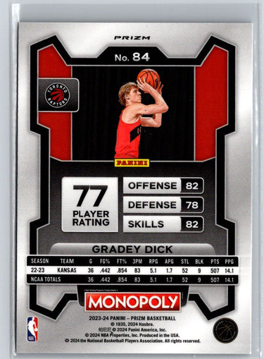2023-24 Panini Prizm Monopoly #84 Gradey Dick Purple J47