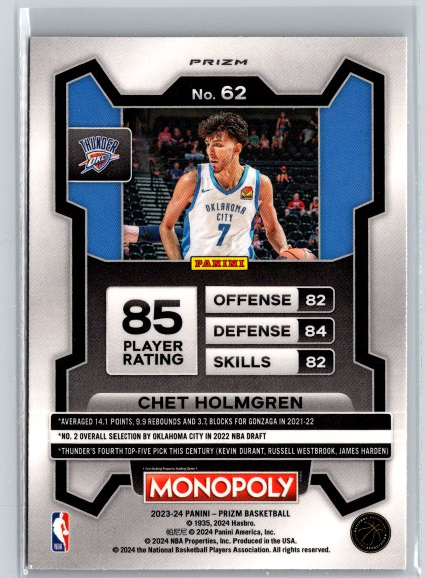 2023-24 Panini Prizm Monopoly #62 Chet Holmgren Purple J47