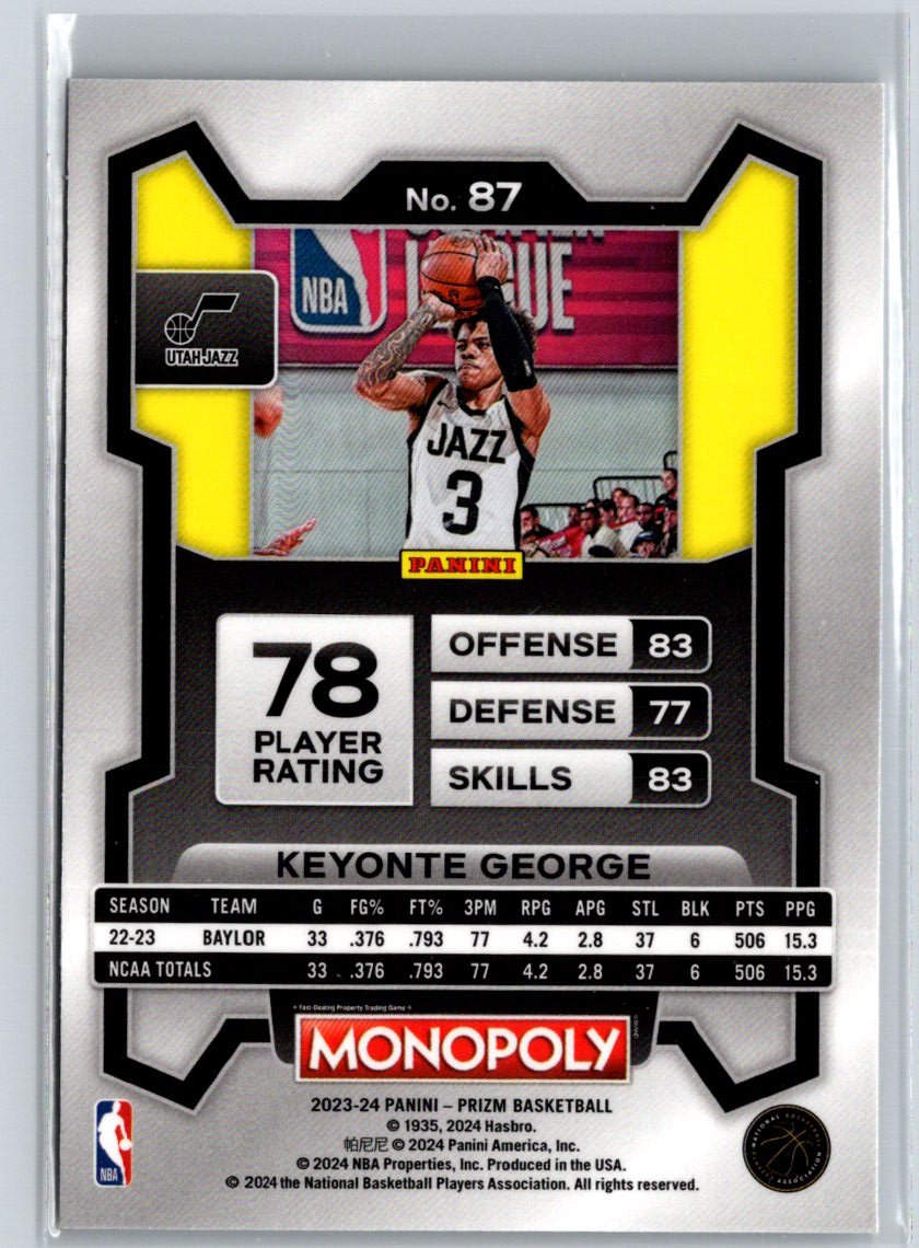 2023-24 Panini Prizm Monopoly #87 Keyonte George J47