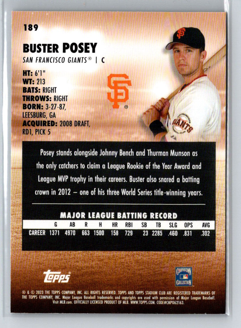 2023 Stadium Club #189 Buster Posey J43