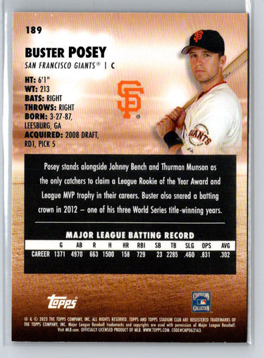 2023 Stadium Club #189 Buster Posey J43