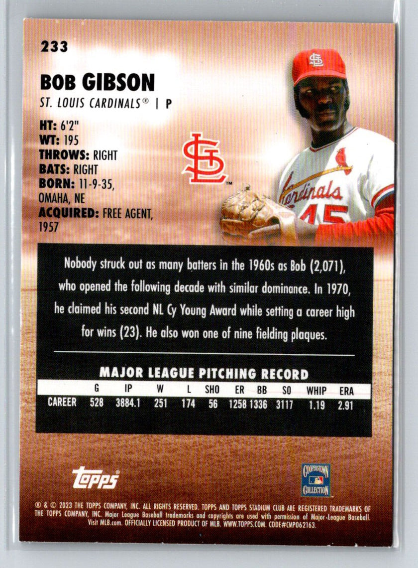 2023 Stadium Club #233 Bob Gibson Red Foil J43