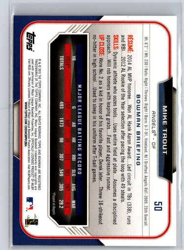 2015 Bowman #50 Mike Trout J43