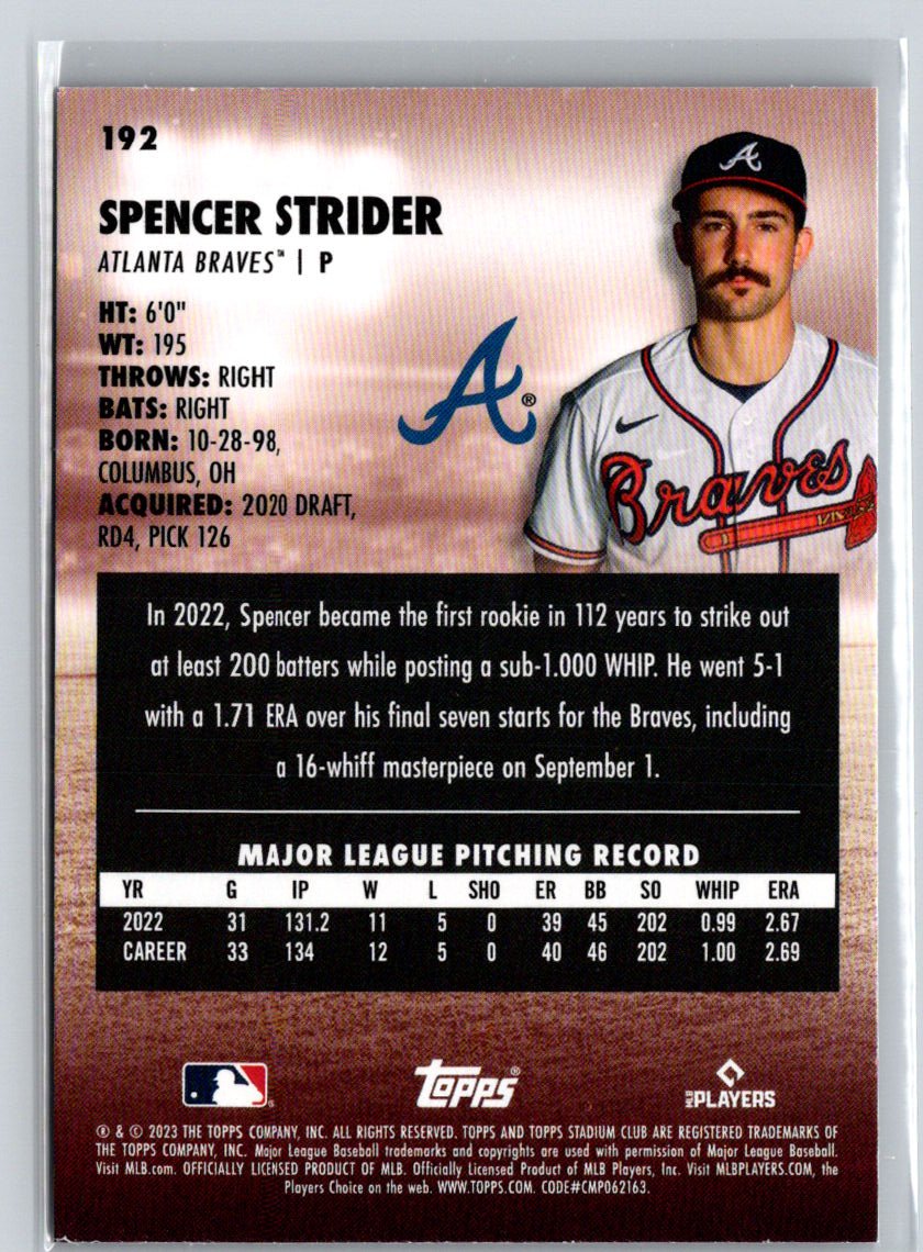 2023 Stadium Club #192 Spencer Strider J44