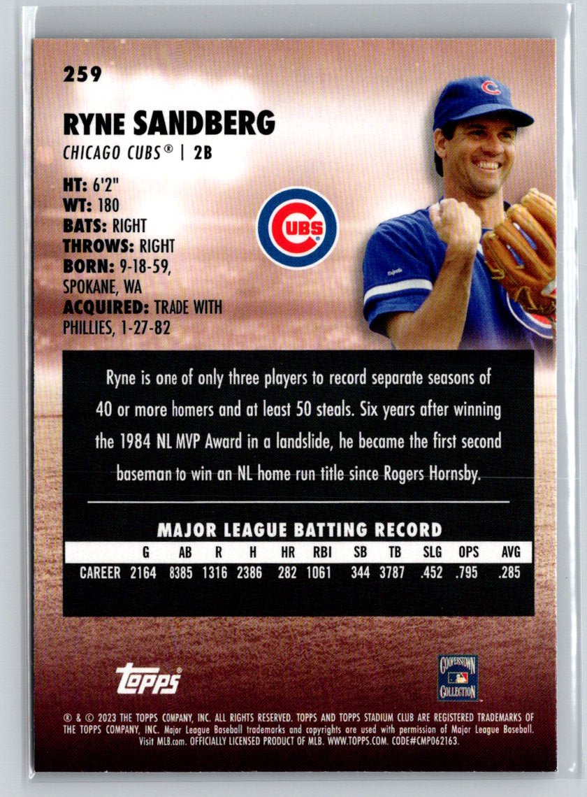 2023 Stadium Club #259 Ryne Sandberg Black Foil J44