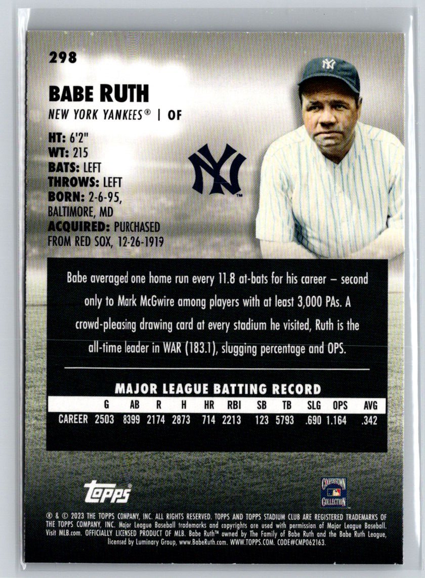 2023 Stadium Club #298 Babe Ruth J44