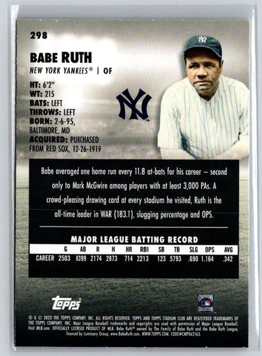 2023 Stadium Club #298 Babe Ruth J44