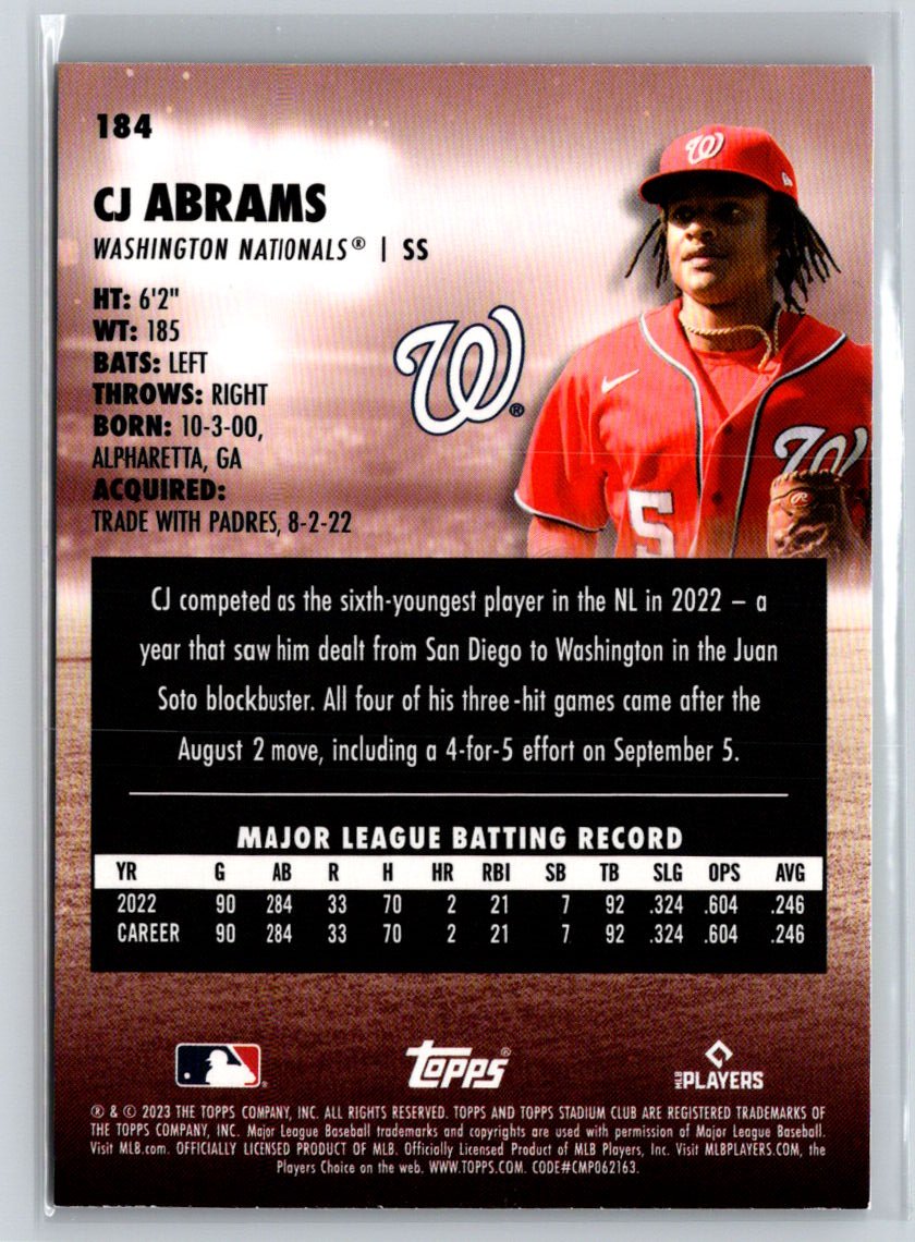 2023 Stadium Club #184 CJ Abrams Red Foil J44