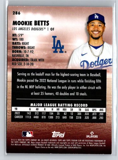 2023 Stadium Club #286 Mookie Betts J44