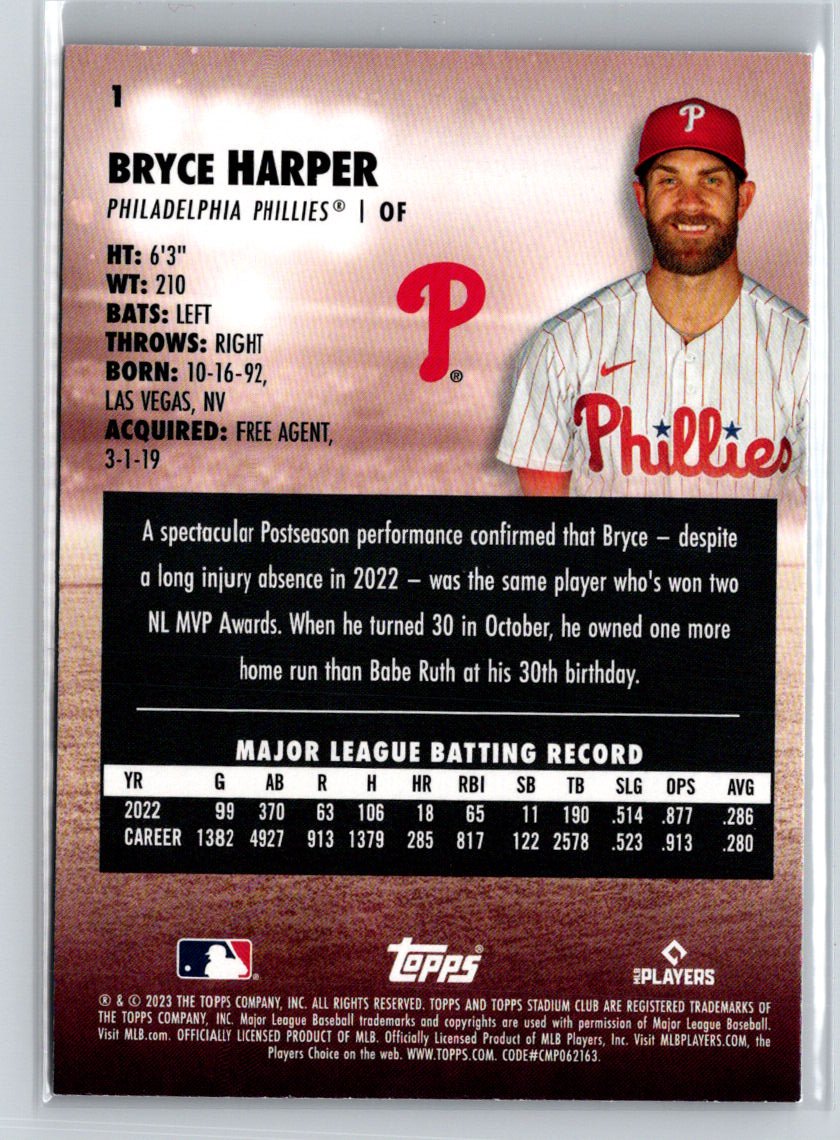 2023 Stadium Club #1 Bryce Harper J44