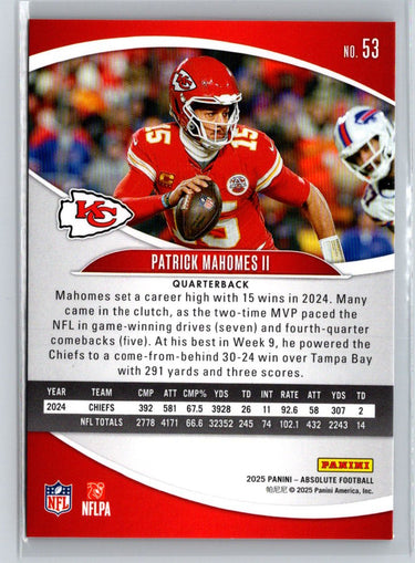 2025 Panini Absolute Countdown Calendar #53 Patrick Mahomes II J44