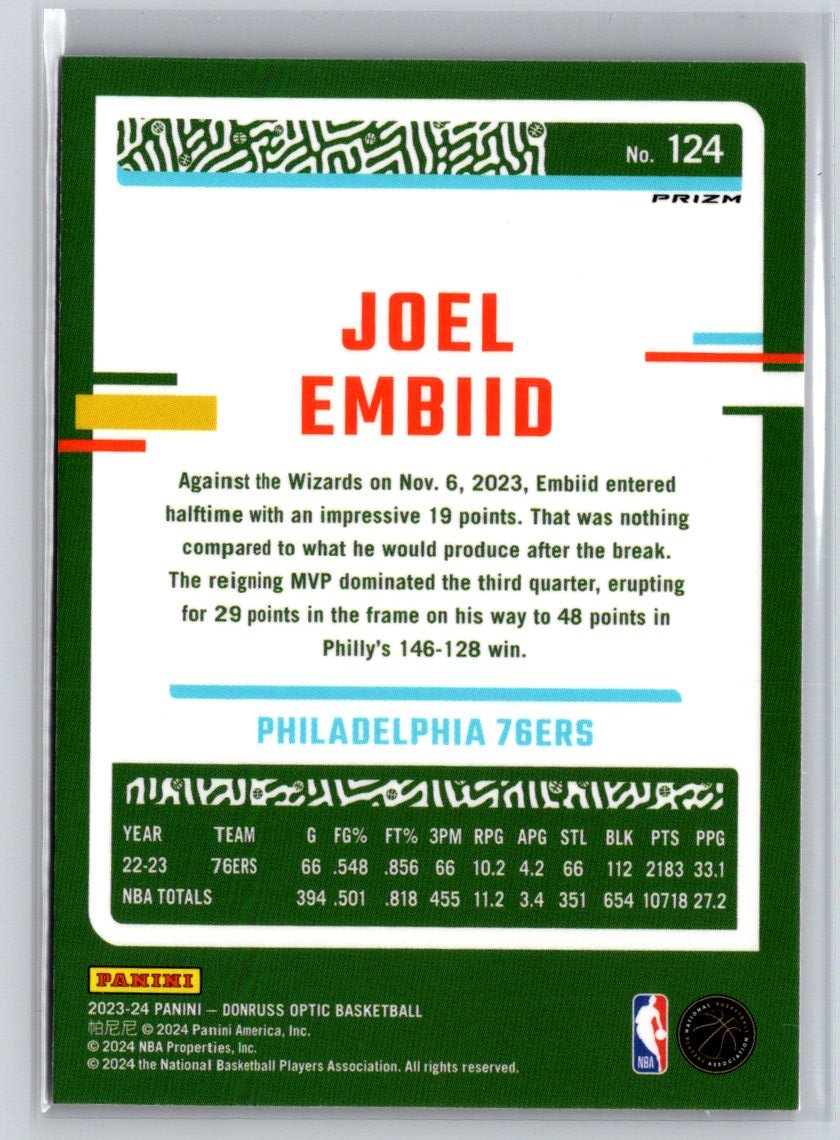 2023-24 Donruss Optic #124 Joel Embiid Hyper Pink J45