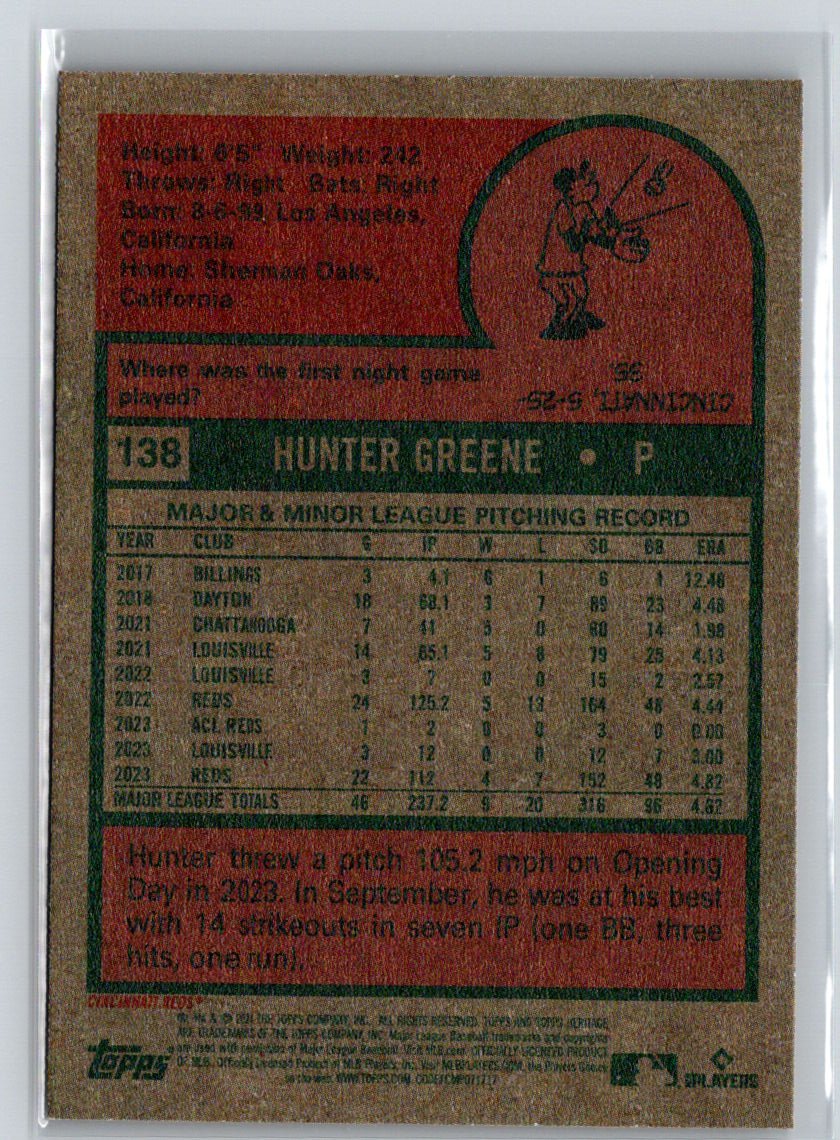 2024 Topps Heritage #138 Hunter Greene J46